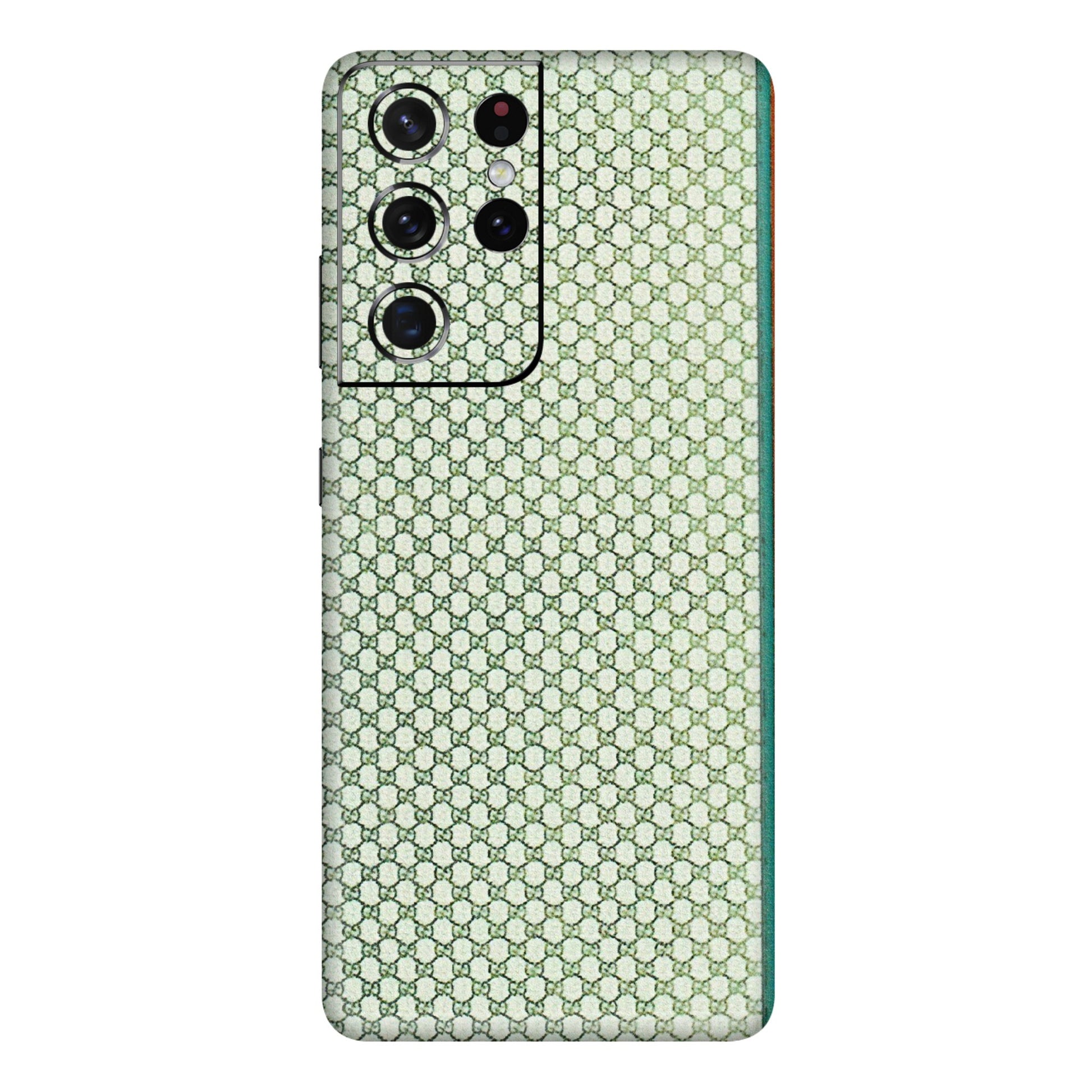 Samsung A/S Series Phone Skins (All Models) - Gucci Fabric Pattern - 3D Embossed Finish (L-73) Samsung Galaxy S21 Ultra 5G