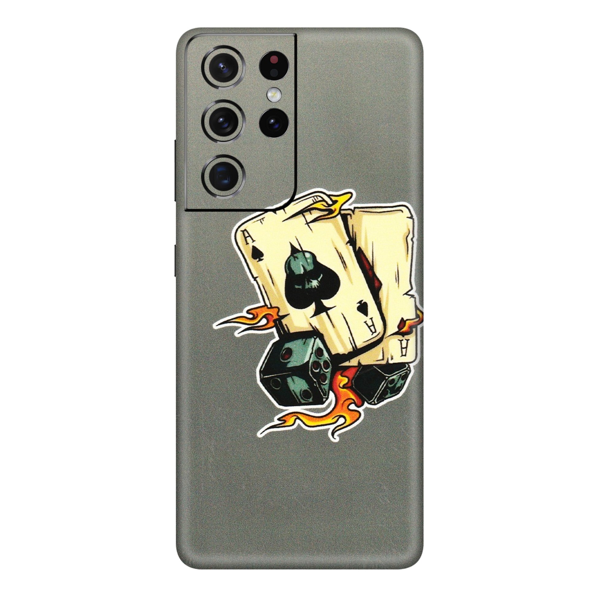 Samsung A/S Series Phone Skins (All Models) - Grey Cards Of Ace - 3D Embossed Finish (L-77) Samsung Galaxy S21 Ultra 5G