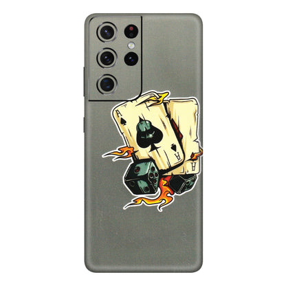 Samsung A/S Series Phone Skins (All Models) - Grey Cards Of Ace - 3D Embossed Finish (L-77) Samsung Galaxy S21 Ultra 5G