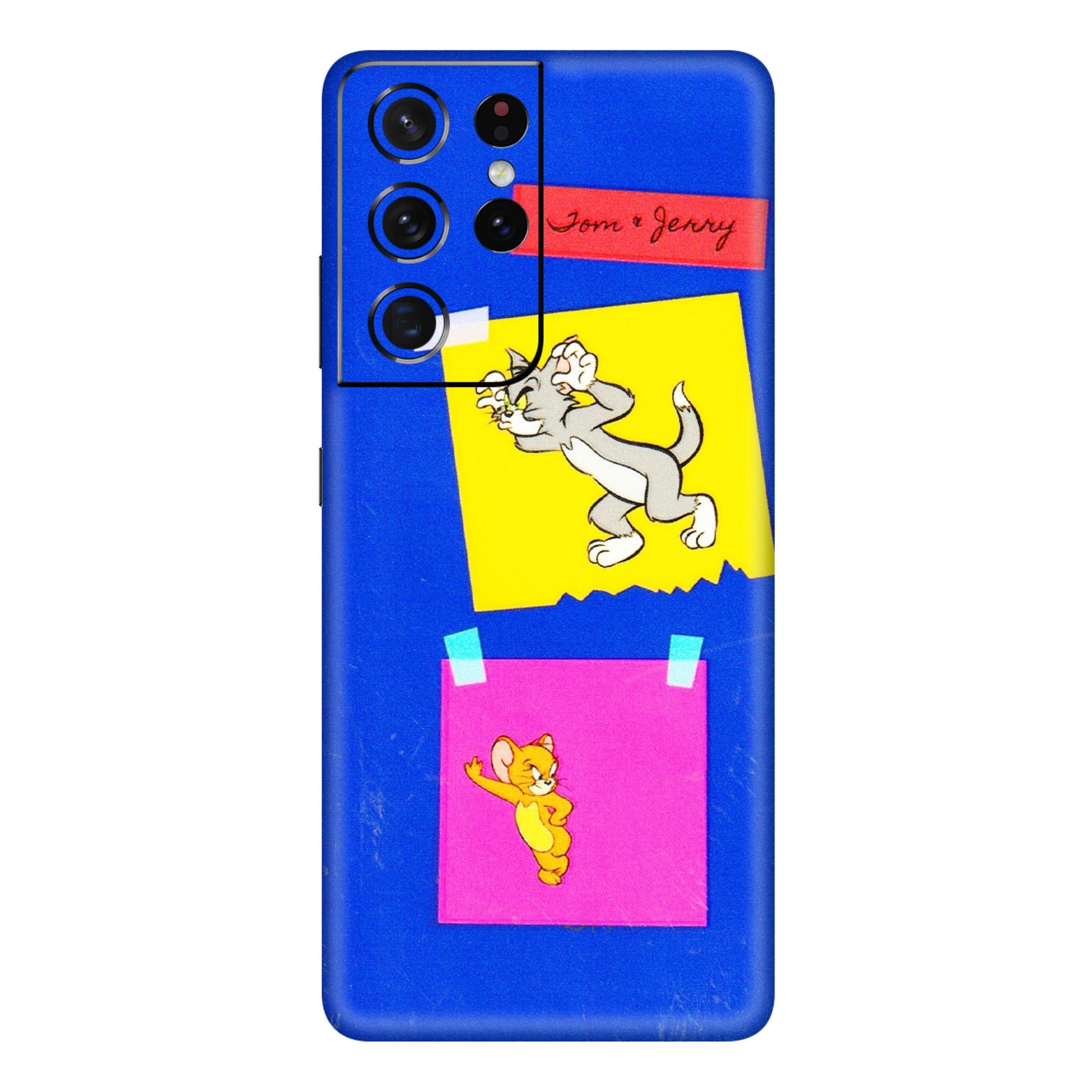 Samsung A/S Series Phone Skins (All Models) - Tom N Jerry Sticky Notes - 3D Embossed Finish (L-88) Samsung Galaxy S21 Ultra 5G