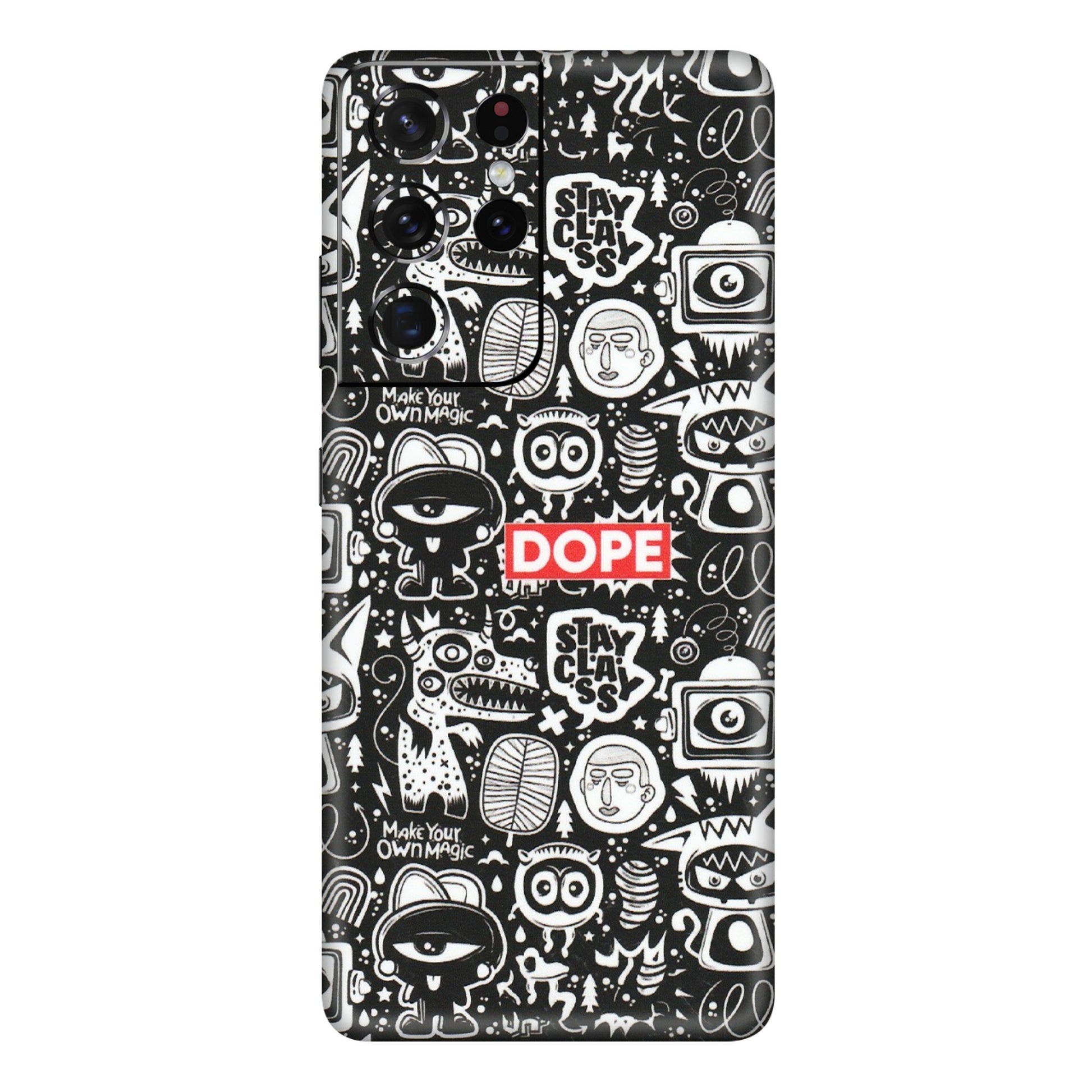 Samsung A/S Series Phone Skins (All Models) - Dope Stay Classy Black Doodles - Matte Finish (M-126) Samsung Galaxy S21 Ultra 5G
