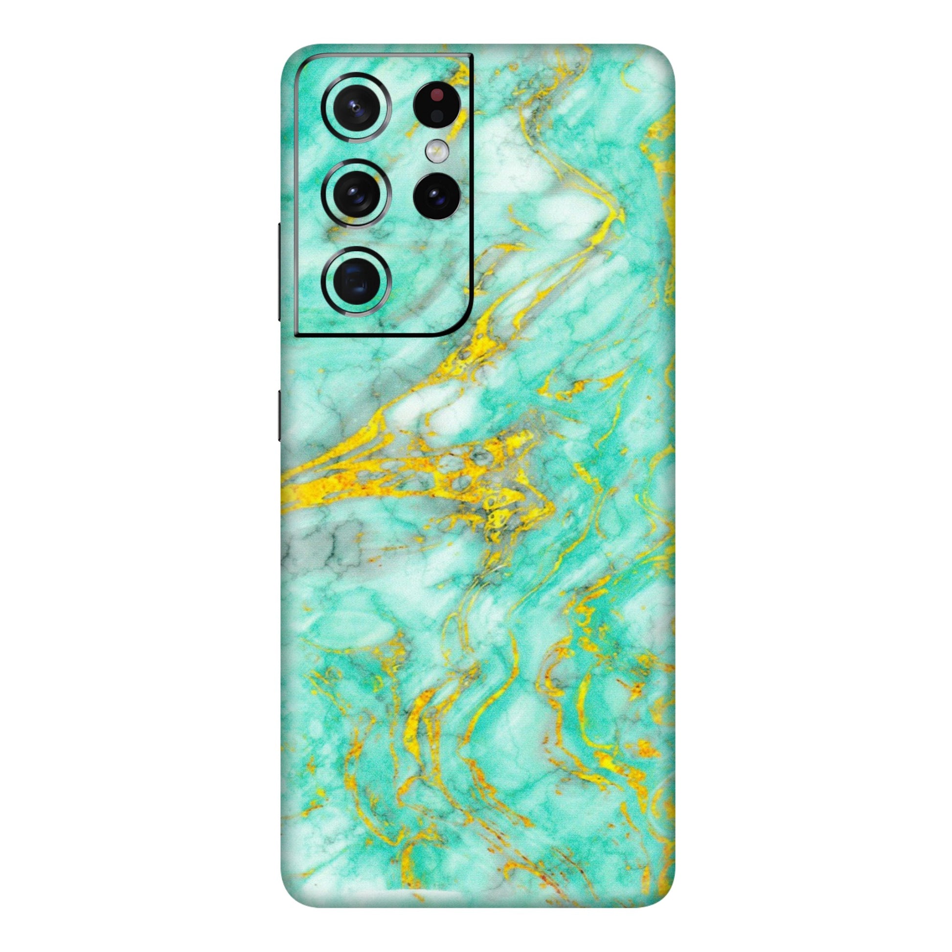 Samsung A/S Series Phone Skins (All Models) - Green And Gold Marble Feel - Matte Finish (M-16) Samsung Galaxy S21 Ultra 5G