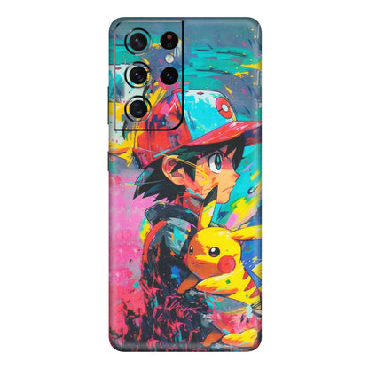 Samsung A/S Series Phone Skins (All Models) - Ash & Pikachu - Matte Finish (M-26) Samsung Galaxy S21 Ultra 5G