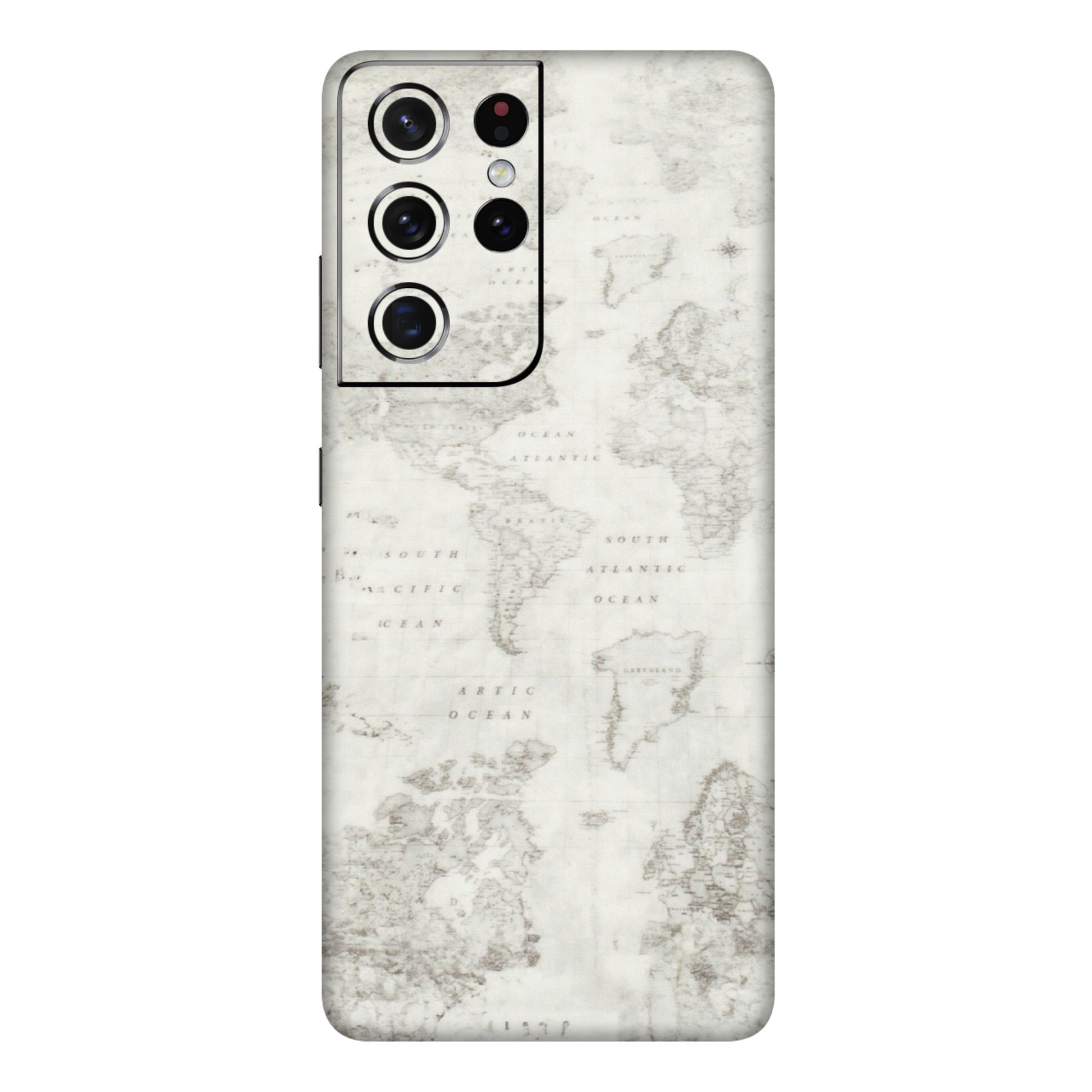 Samsung A/S Series Phone Skins (All Models) - World Travel Map - Transparent Finish (T-04) Samsung Galaxy S21 Ultra 5G
