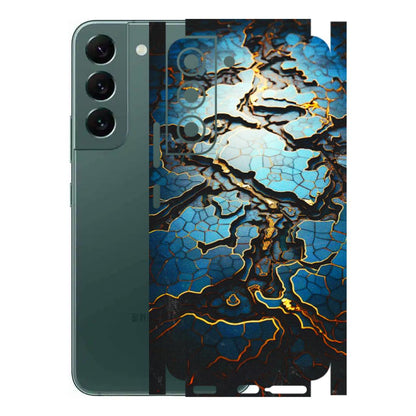 Samsung A/S Series Phone Skins (All Models) - Blue Gold Abstract - 3D Embossed Finish (L-11) Samsung Galaxy S22