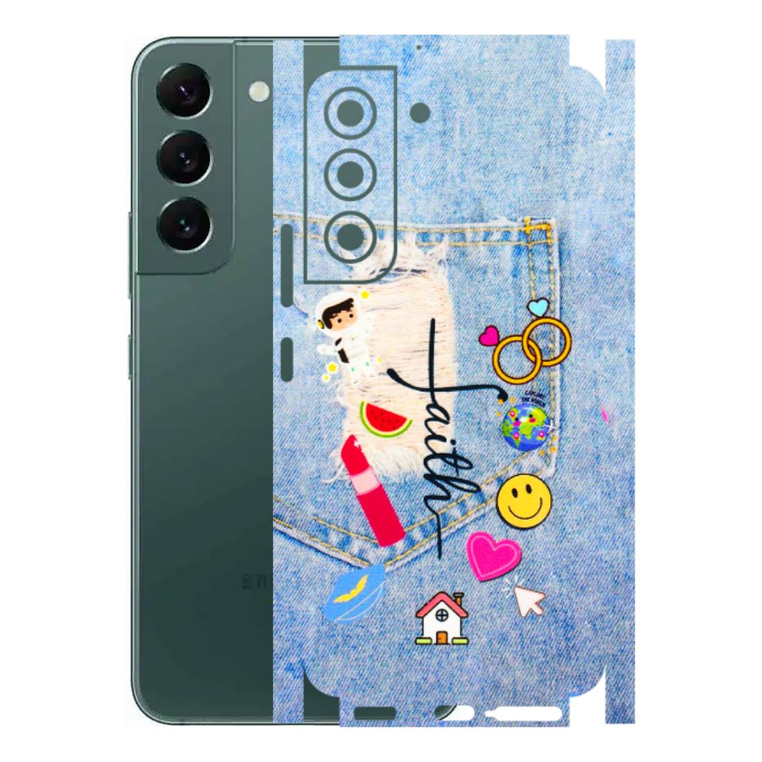 Samsung A/S Series Phone Skins (All Models) - Denim Jeans Pocket - 3D Embossed Finish (L-134) Samsung Galaxy S22