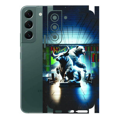 Samsung A/S Series Phone Skins (All Models) - Stock Market Sensex Bear vs Bulls - 3D Embossed Finish (L-15) Samsung Galaxy S22