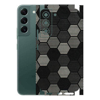 Samsung A/S Series Phone Skins (All Models) - Black & White Dotted Honeycomb Texture - 3D Embossed Finish (L-202) Samsung Galaxy S22