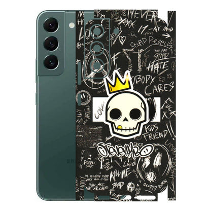 Samsung A/S Series Phone Skins (All Models) - Funny Skull Black Chalk Grafitti - 3D Embossed Finish (L-22) Samsung Galaxy S22