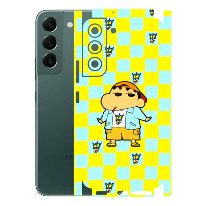 Samsung A/S Series Phone Skins (All Models) - Yellow Blue Shinchan Cute - 3D Embossed Finish (L-221) Samsung Galaxy S22