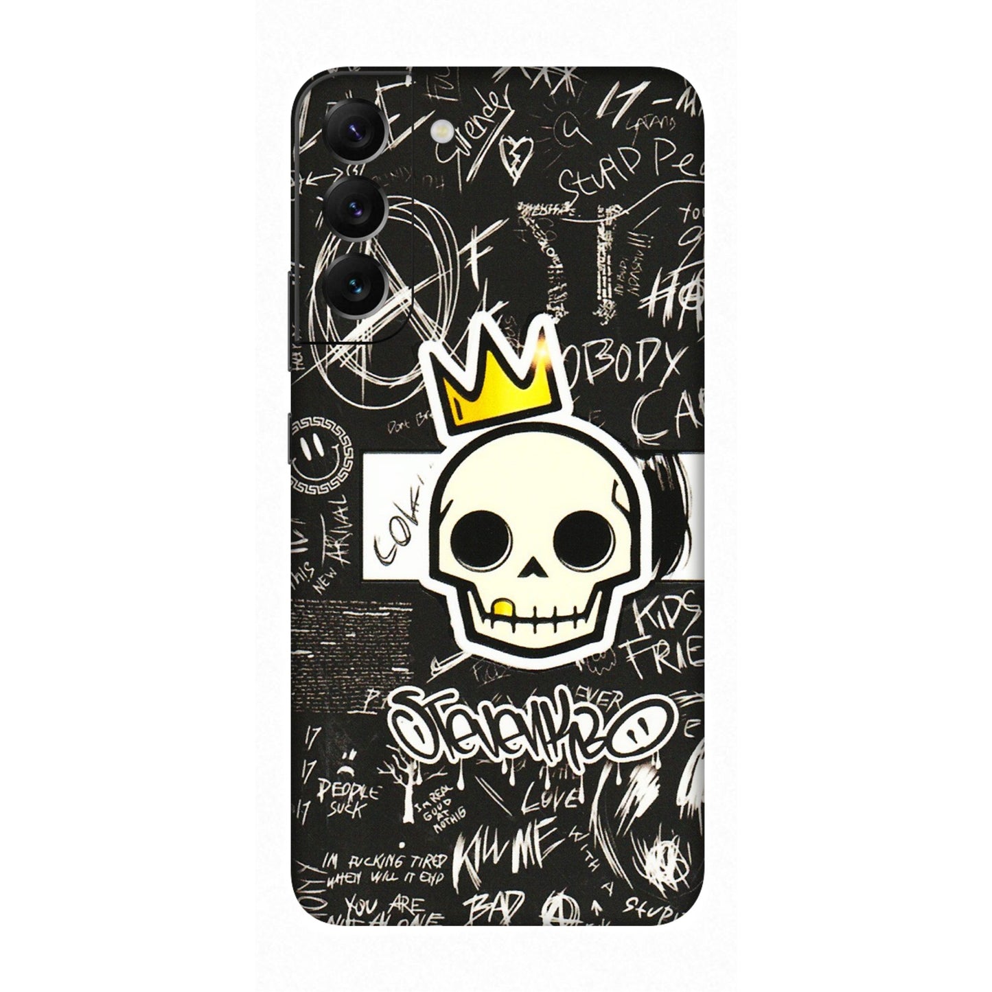 Samsung A/S Series Phone Skins (All Models) - Funny Skull Black Chalk Grafitti - 3D Embossed Finish (L-22) Samsung Galaxy S22