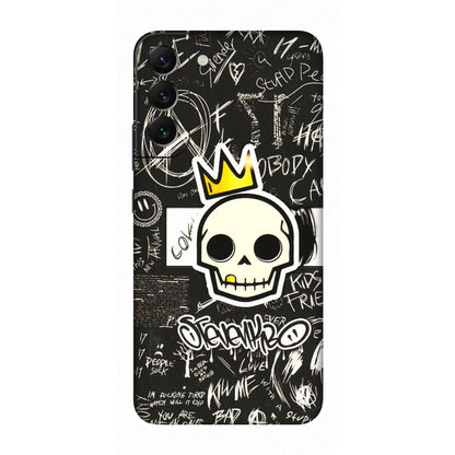 Samsung A/S Series Phone Skins (All Models) - Funny Skull Black Chalk Grafitti - 3D Embossed Finish (L-22) Samsung Galaxy S22