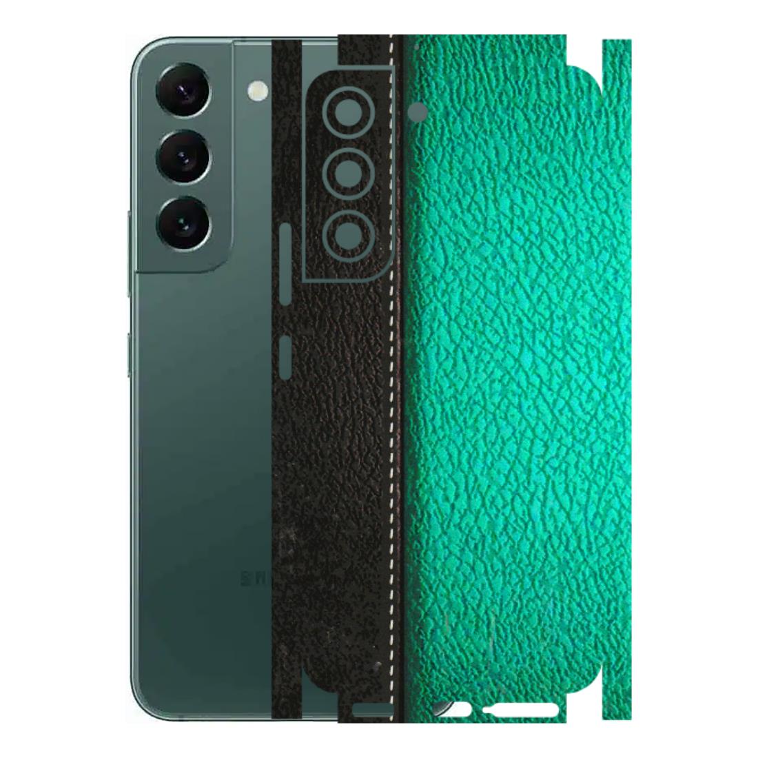 Samsung A/S Series Phone Skins (All Models) - Black Green Dual Leather Stich - 3D Embossed Finish (L-233) Samsung Galaxy S22