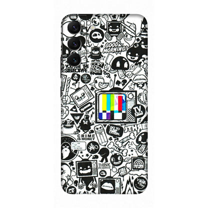 Samsung A/S Series Phone Skins (All Models) - Doodles Positive Art - 3D Embossed Finish (L-263) Samsung Galaxy S22