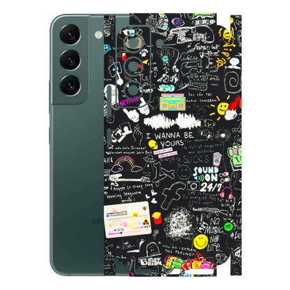 Samsung A/S Series Phone Skins (All Models) - Black Creatives Doodles - 3D Embossed Finish (L-311) Samsung Galaxy S22
