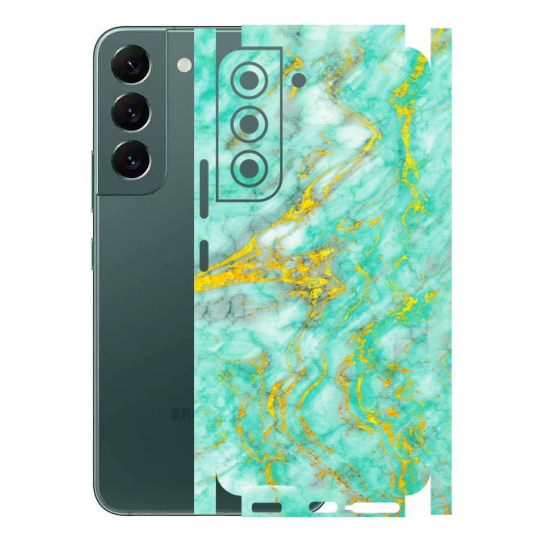 Samsung A/S Series Phone Skins (All Models) - Green And Gold Marble Feel - Matte Finish (M-16) Samsung Galaxy S22