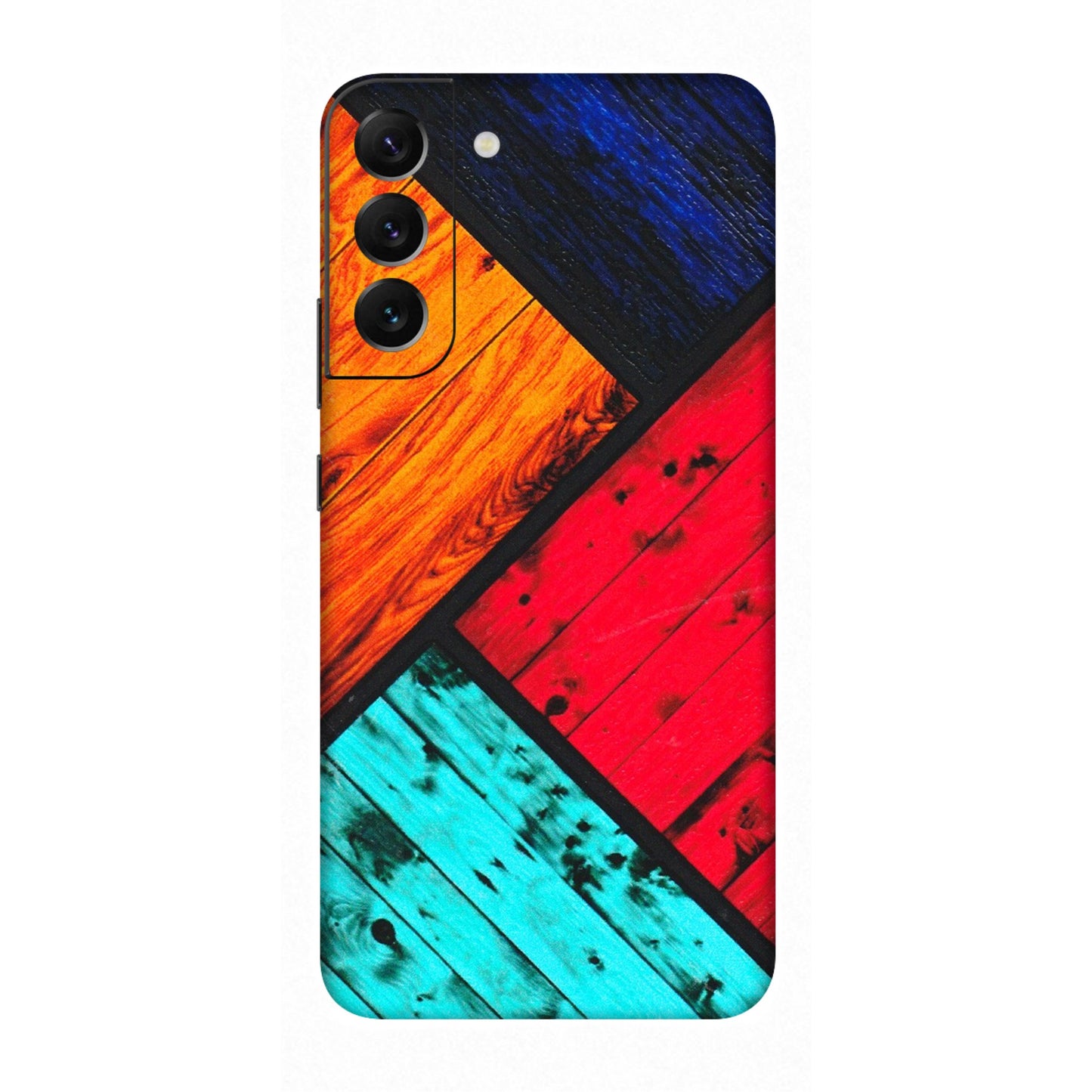 Samsung A/S Series Phone Skins (All Models) - Colourful Wood Panels Abstract - 3D Embossed Finish (L-09) Samsung Galaxy S22 Plus