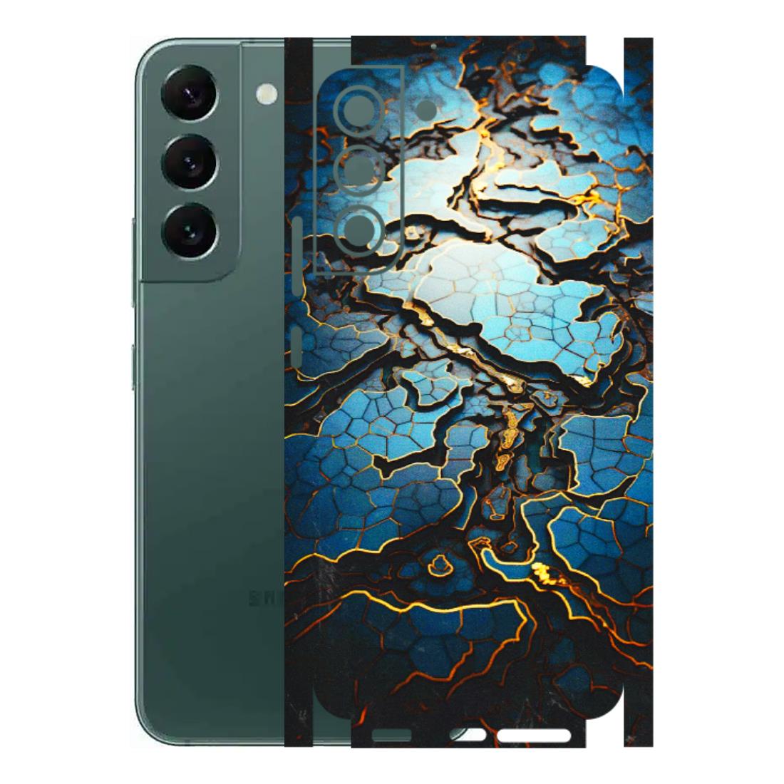 Samsung A/S Series Phone Skins (All Models) - Blue Gold Abstract - 3D Embossed Finish (L-11) Samsung Galaxy S22 Plus