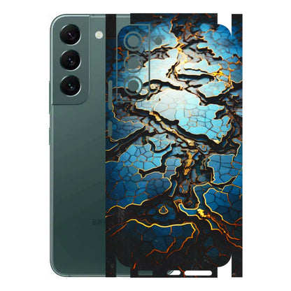 Samsung A/S Series Phone Skins (All Models) - Blue Gold Abstract - 3D Embossed Finish (L-11) Samsung Galaxy S22 Plus