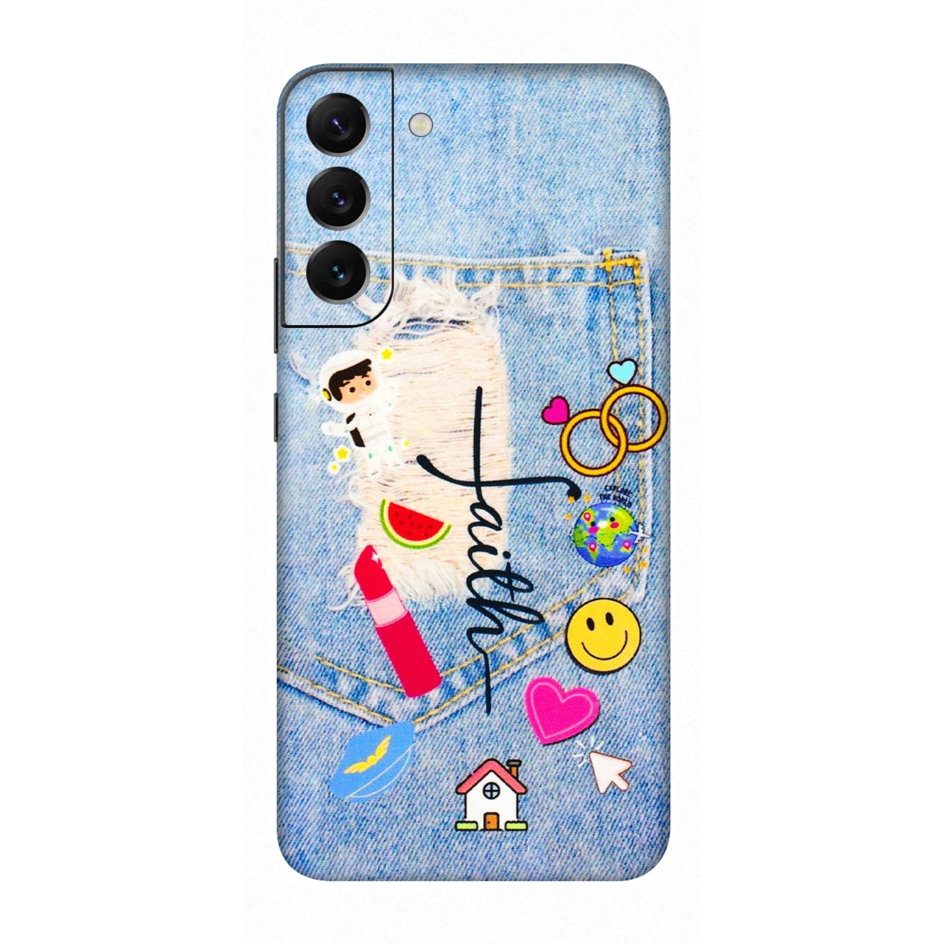 Samsung A/S Series Phone Skins (All Models) - Denim Jeans Pocket - 3D Embossed Finish (L-134) Samsung Galaxy S22 Plus