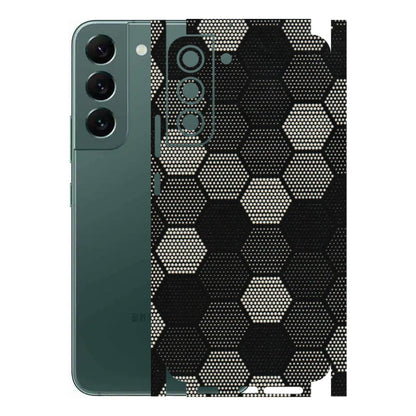 Samsung A/S Series Phone Skins (All Models) - Black & White Dotted Honeycomb Texture - 3D Embossed Finish (L-202) Samsung Galaxy S22 Plus