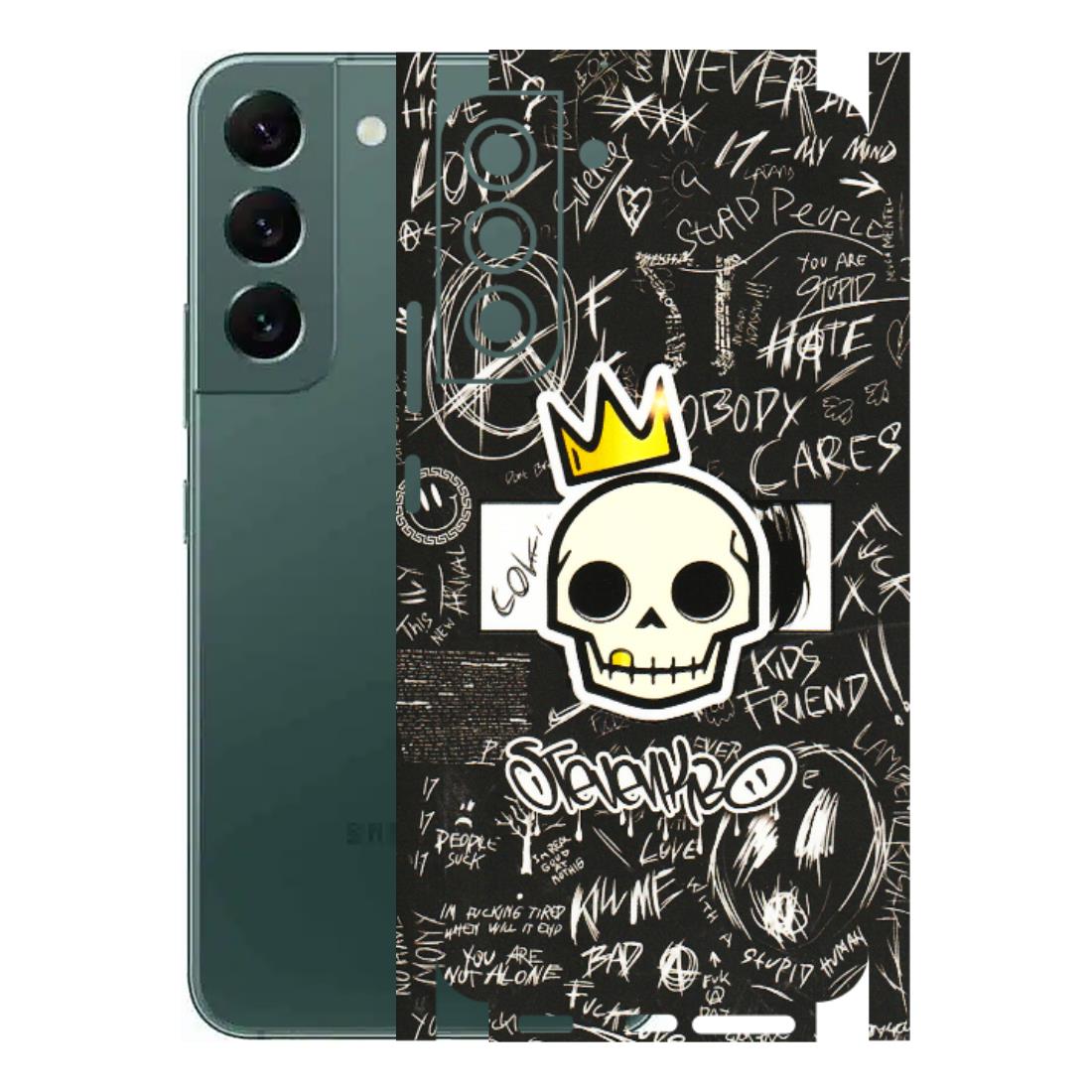 Samsung A/S Series Phone Skins (All Models) - Funny Skull Black Chalk Grafitti - 3D Embossed Finish (L-22) Samsung Galaxy S22 Plus