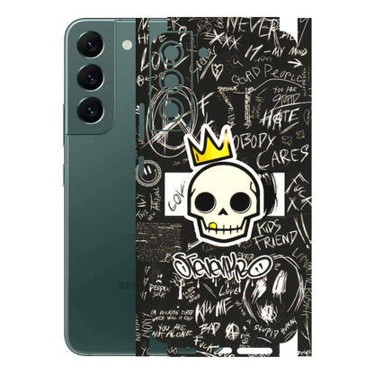 Samsung A/S Series Phone Skins (All Models) - Funny Skull Black Chalk Grafitti - 3D Embossed Finish (L-22) Samsung Galaxy S22 Plus