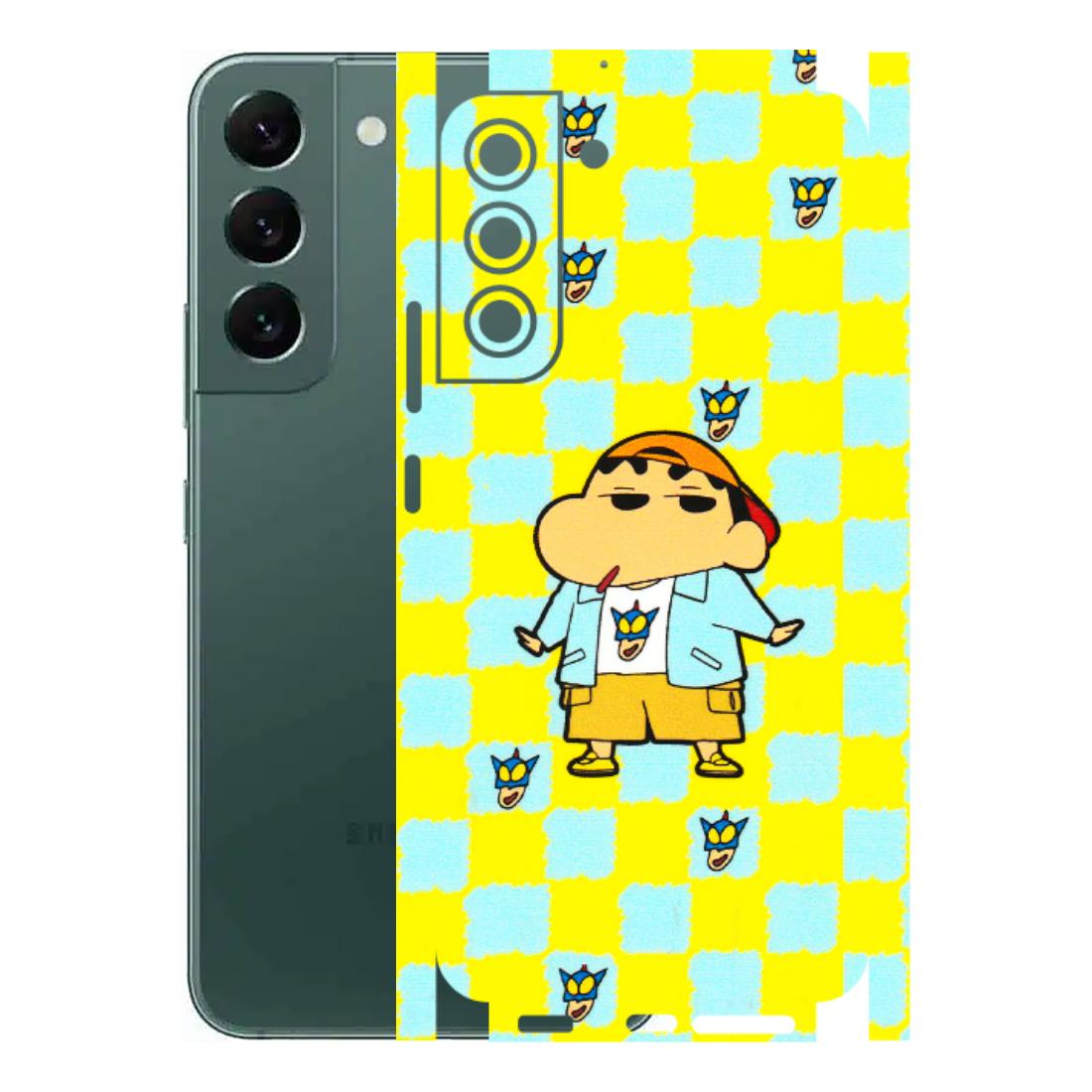 Samsung A/S Series Phone Skins (All Models) - Yellow Blue Shinchan Cute - 3D Embossed Finish (L-221) Samsung Galaxy S22 Plus