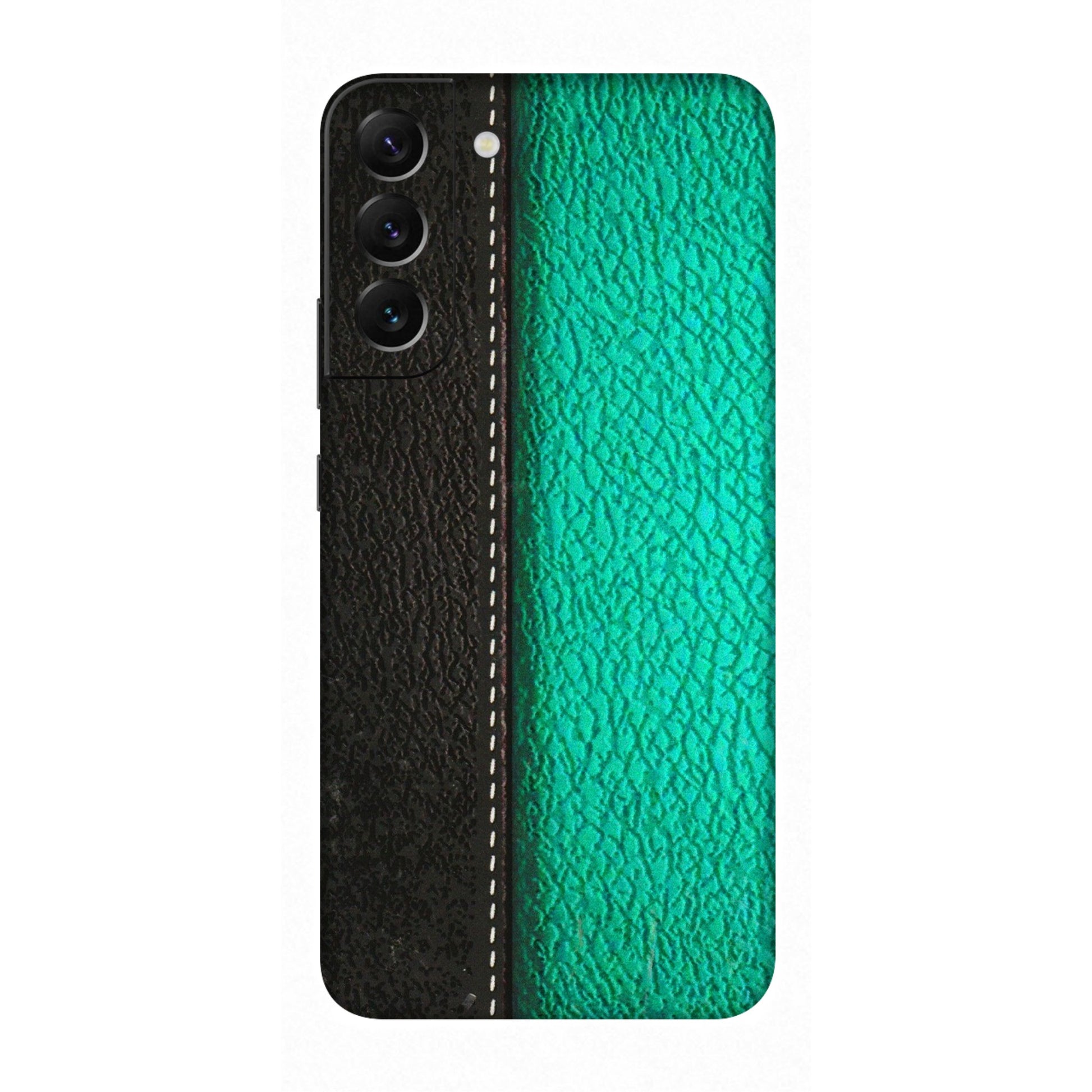 Samsung A/S Series Phone Skins (All Models) - Black Green Dual Leather Stich - 3D Embossed Finish (L-233) Samsung Galaxy S22 Plus