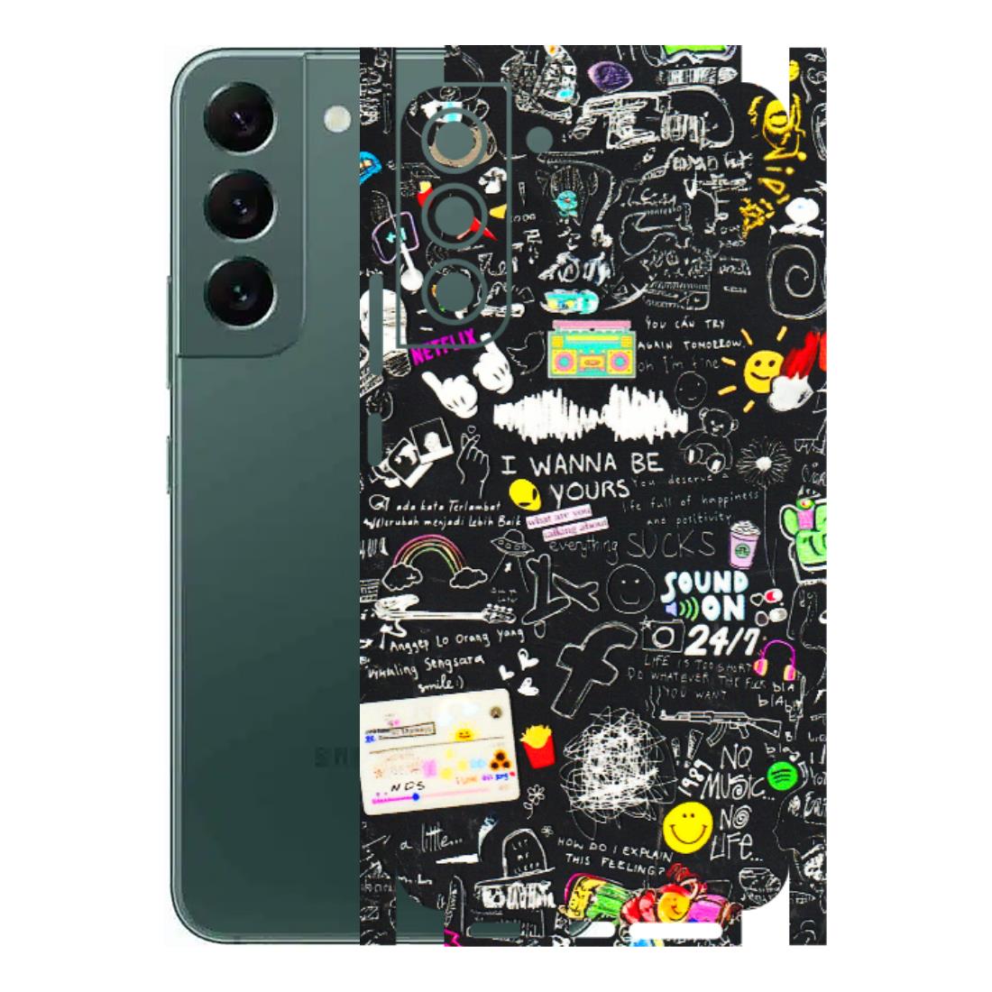 Samsung A/S Series Phone Skins (All Models) - Black Creatives Doodles - 3D Embossed Finish (L-311) Samsung Galaxy S22 Plus