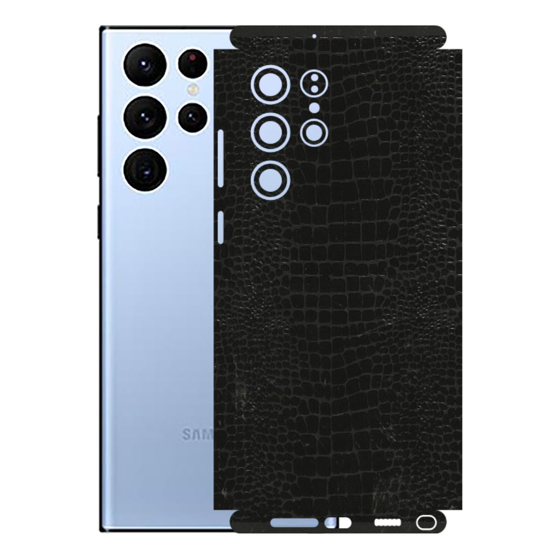 Samsung A/S Series Phone Skins (All Models) - Snake Leather Black - 3D Embossed Finish (L-107) Samsung Galaxy S22 Ultra