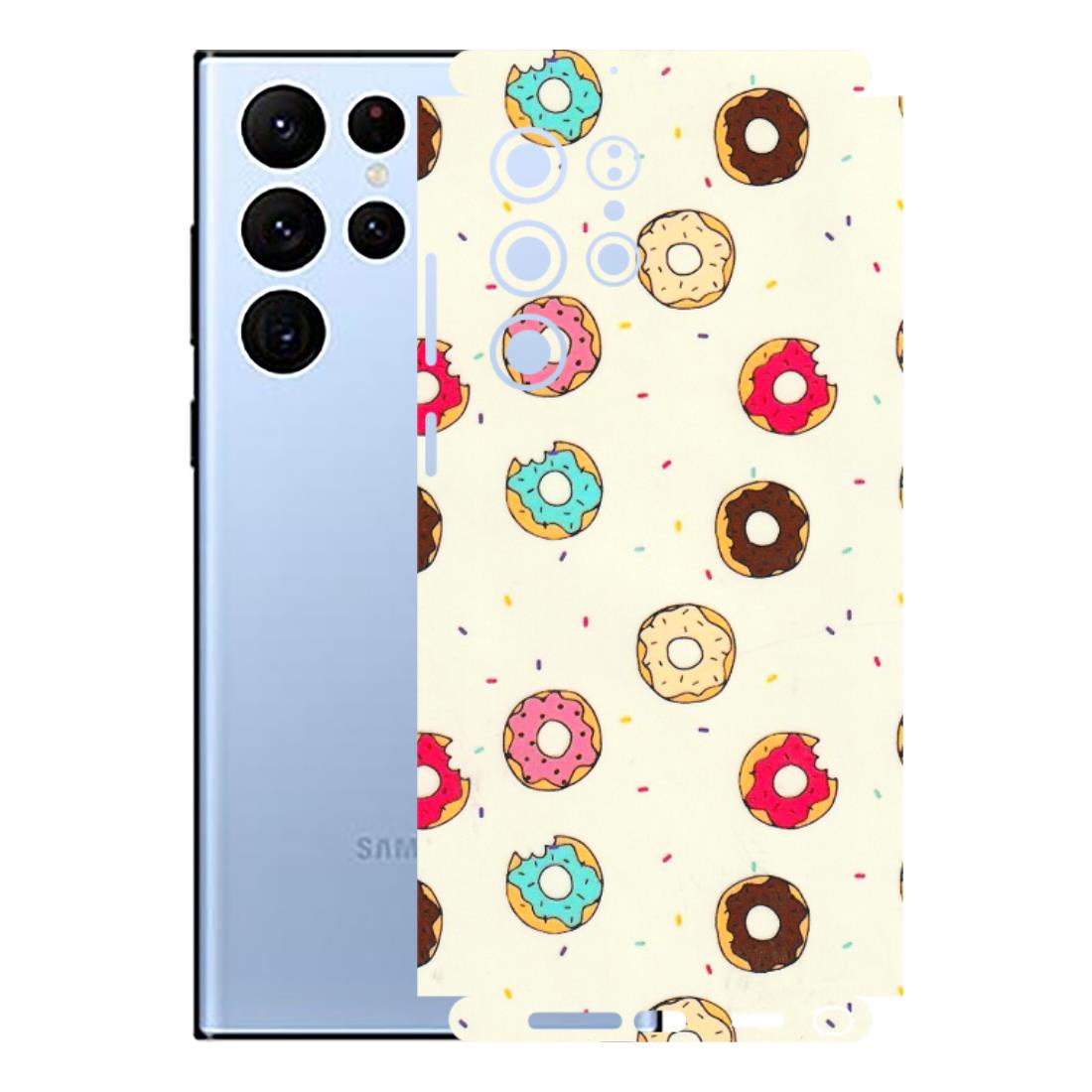 Samsung A/S Series Phone Skins (All Models) - Mini Donuts Doodle Art - 3D Embossed Finish (L-122) Samsung Galaxy S22 Ultra