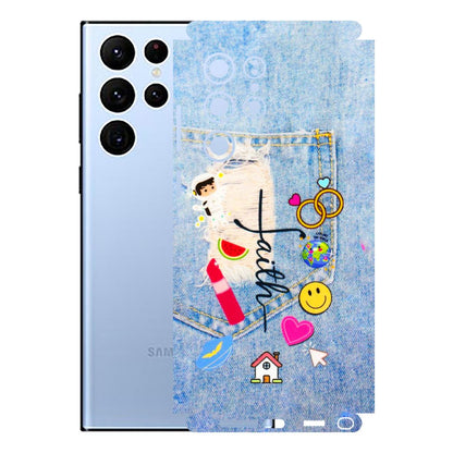 Samsung A/S Series Phone Skins (All Models) - Denim Jeans Pocket - 3D Embossed Finish (L-134) Samsung Galaxy S22 Ultra