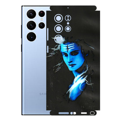 Samsung A/S Series Phone Skins (All Models) - Har Har Mahadev Blue/Black - 3D Embossed Finish (L-185) Samsung Galaxy S22 Ultra