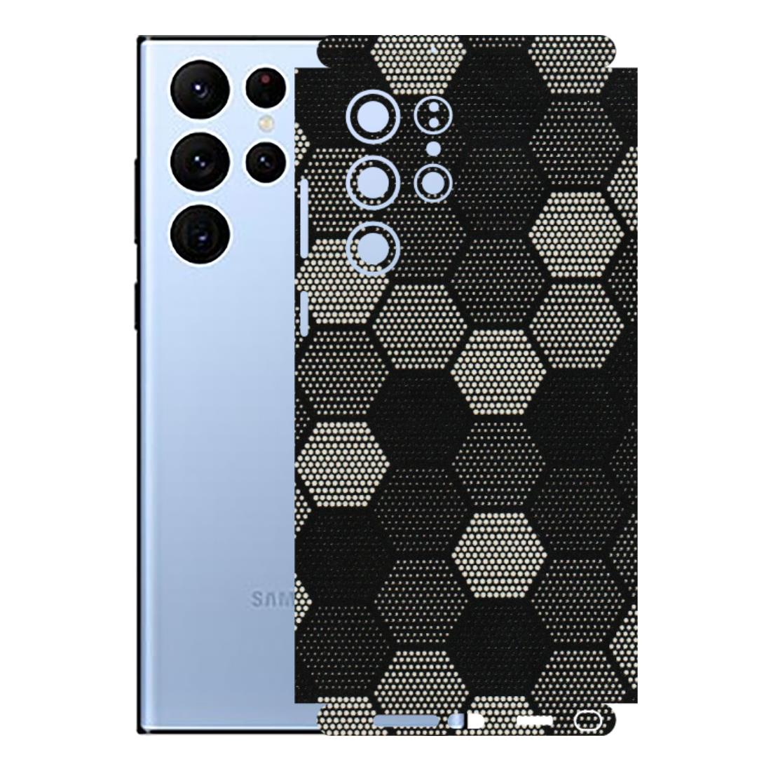 Samsung A/S Series Phone Skins (All Models) - Black & White Dotted Honeycomb Texture - 3D Embossed Finish (L-202) Samsung Galaxy S22 Ultra