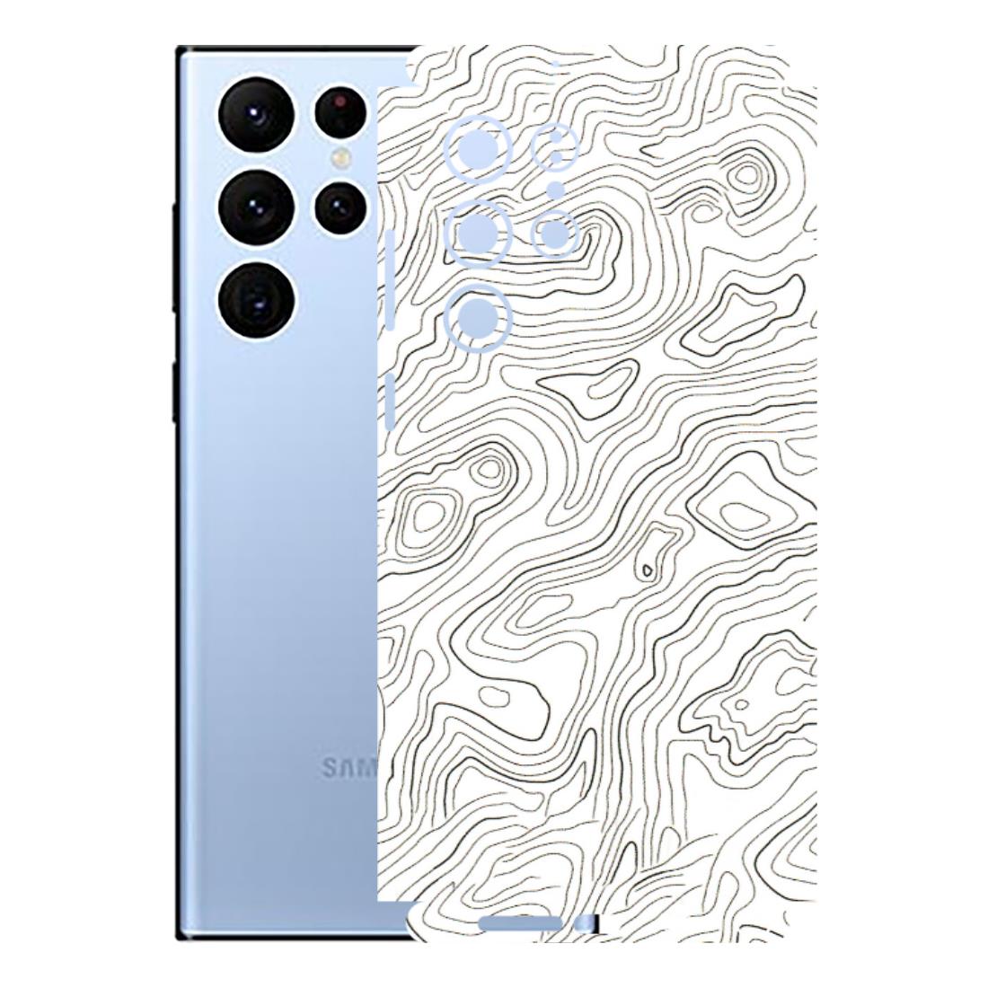 Samsung A/S Series Phone Skins (All Models) - White Black Swirls - 3D Embossed Finish (L-219) Samsung Galaxy S22 Ultra