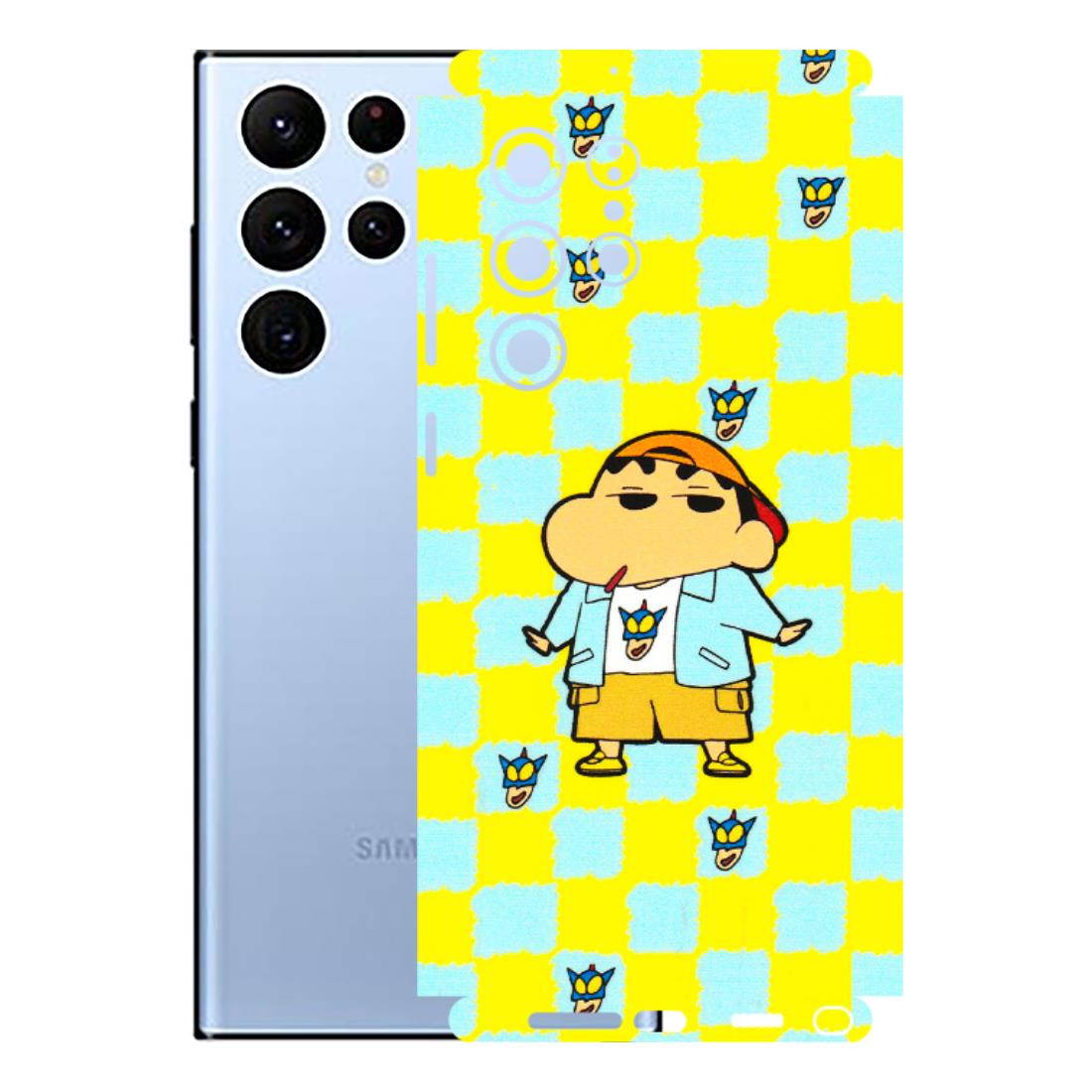 Samsung A/S Series Phone Skins (All Models) - Yellow Blue Shinchan Cute - 3D Embossed Finish (L-221) Samsung Galaxy S22 Ultra