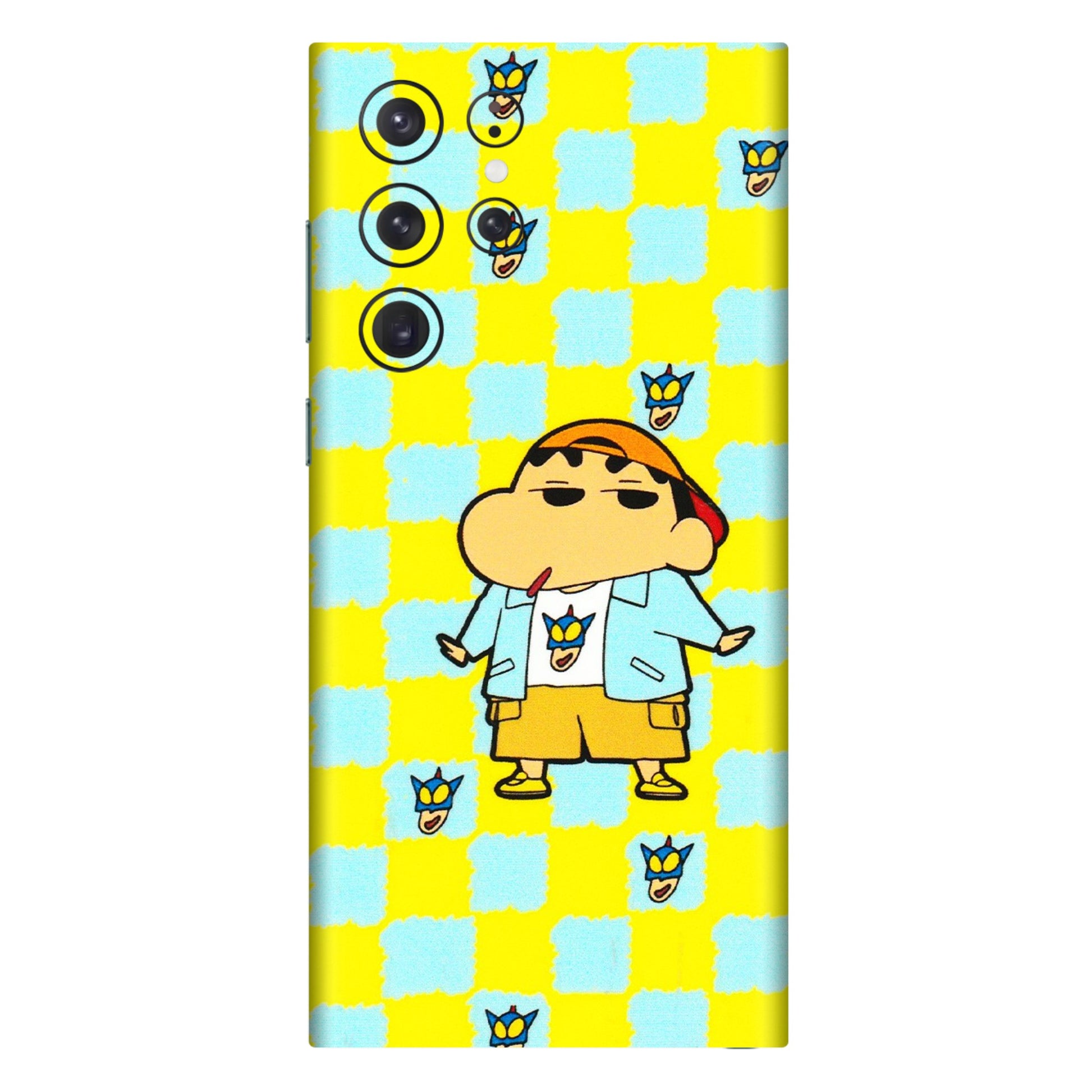 Samsung A/S Series Phone Skins (All Models) - Yellow Blue Shinchan Cute - 3D Embossed Finish (L-221) Samsung Galaxy S22 Ultra