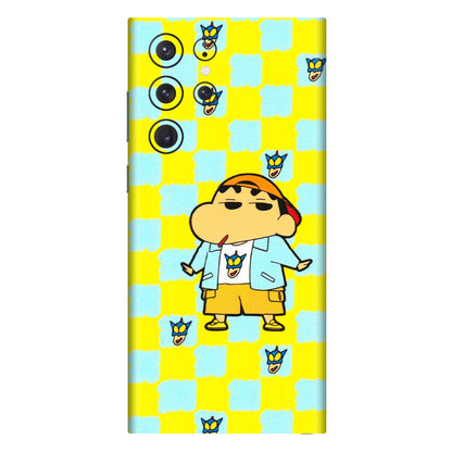 Samsung A/S Series Phone Skins (All Models) - Yellow Blue Shinchan Cute - 3D Embossed Finish (L-221) Samsung Galaxy S22 Ultra