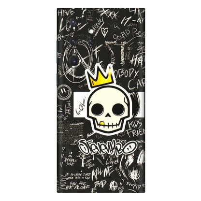 Samsung A/S Series Phone Skins (All Models) - Funny Skull Black Chalk Grafitti - 3D Embossed Finish (L-22) Samsung Galaxy S22 Ultra