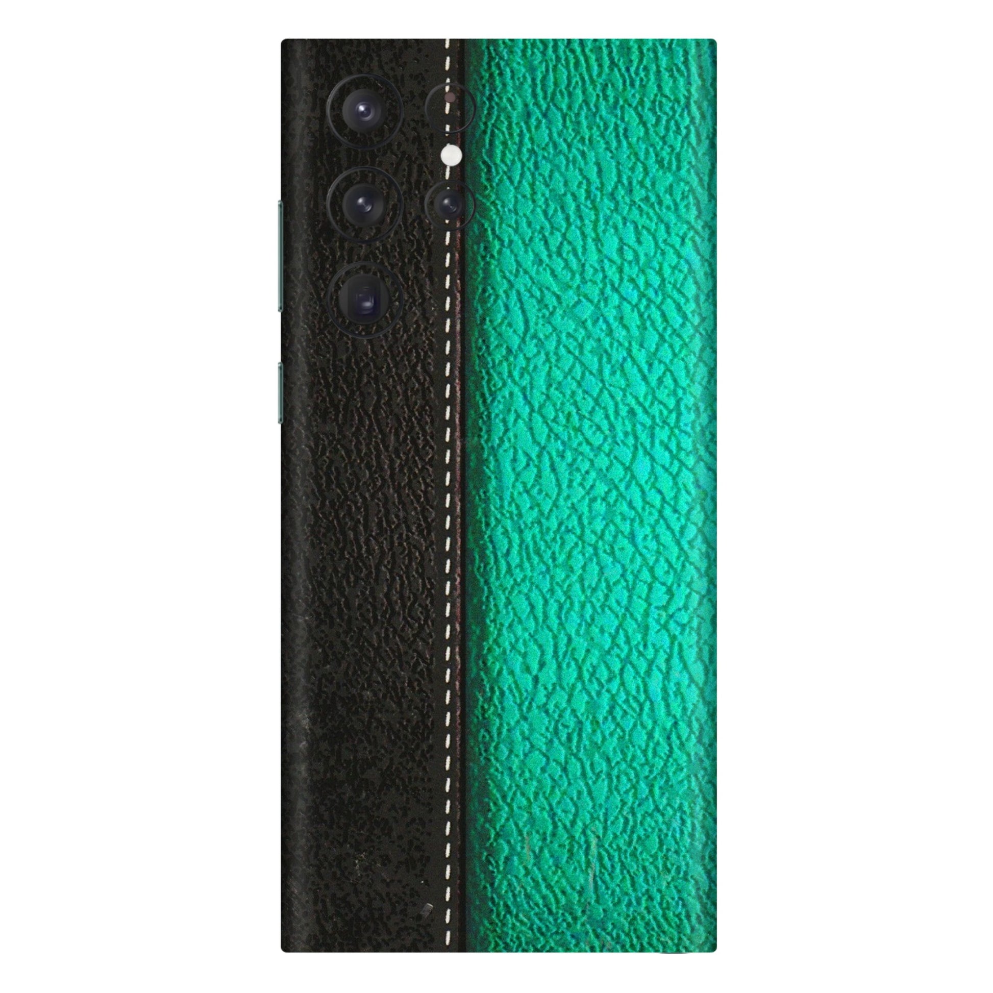 Samsung A/S Series Phone Skins (All Models) - Black Green Dual Leather Stich - 3D Embossed Finish (L-233) Samsung Galaxy S22 Ultra