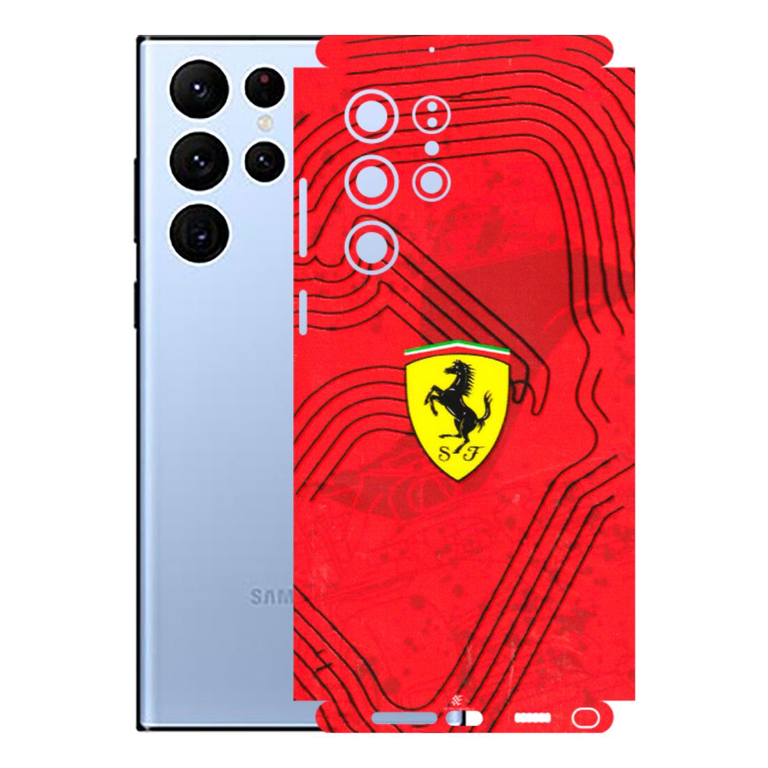 Samsung A/S Series Phone Skins (All Models) - Red Ferrari Logo Stylish - 3D Embossed Finish (L-238) Samsung Galaxy S22 Ultra