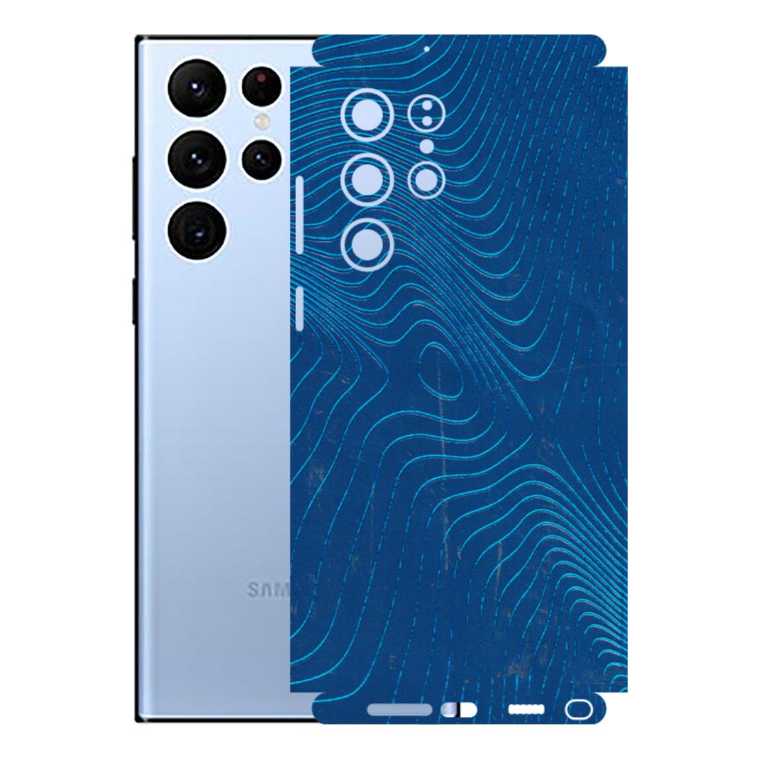 Samsung A/S Series Phone Skins (All Models) - Abstract Blue Line Map - 3D Embossed Finish (L-272) Samsung Galaxy S22 Ultra