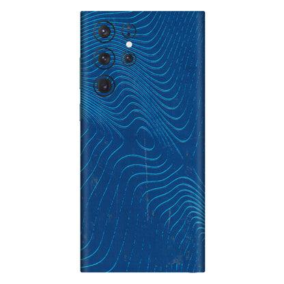 Samsung A/S Series Phone Skins (All Models) - Abstract Blue Line Map - 3D Embossed Finish (L-272) Samsung Galaxy S22 Ultra