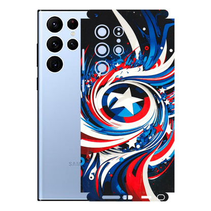 Samsung A/S Series Phone Skins (All Models) - Captain America Logo - 3D Embossed Finish (L-307) Samsung Galaxy S22 Ultra