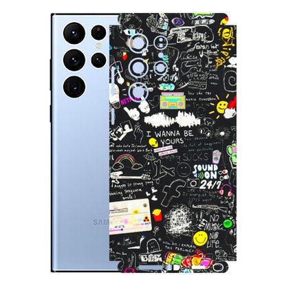 Samsung A/S Series Phone Skins (All Models) - Black Creatives Doodles - 3D Embossed Finish (L-311) Samsung Galaxy S22 Ultra