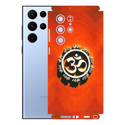 Samsung A/S Series Phone Skins (All Models) - Aum Shiv Orange - 3D Embossed Finish (L-32) Samsung Galaxy S22 Ultra