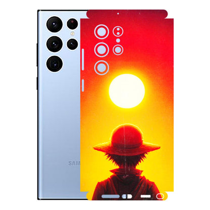 Samsung A/S Series Phone Skins (All Models) - Cool Sunset With Monkey D.Luffy Anime - 3D Embossed Finish (L-329) Samsung Galaxy S22 Ultra