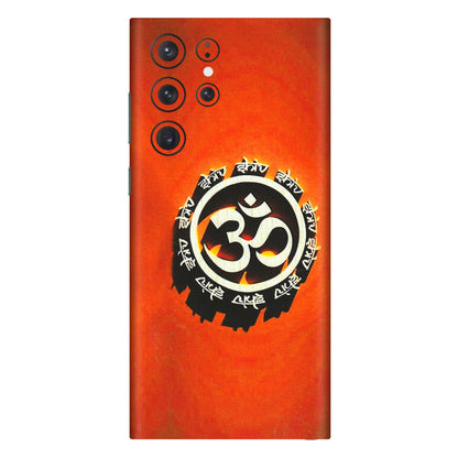Samsung A/S Series Phone Skins (All Models) - Aum Shiv Orange - 3D Embossed Finish (L-32) Samsung Galaxy S22 Ultra