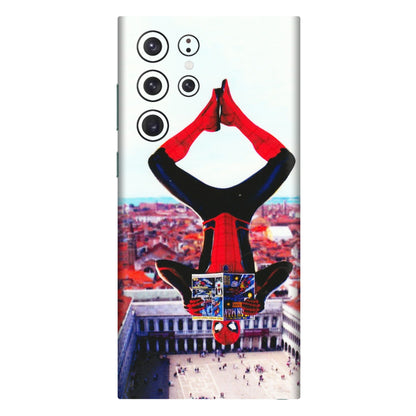 Samsung A/S Series Phone Skins (All Models) - Spiderman Hanging - 3D Embossed Finish (L-53) Samsung Galaxy S22 Ultra